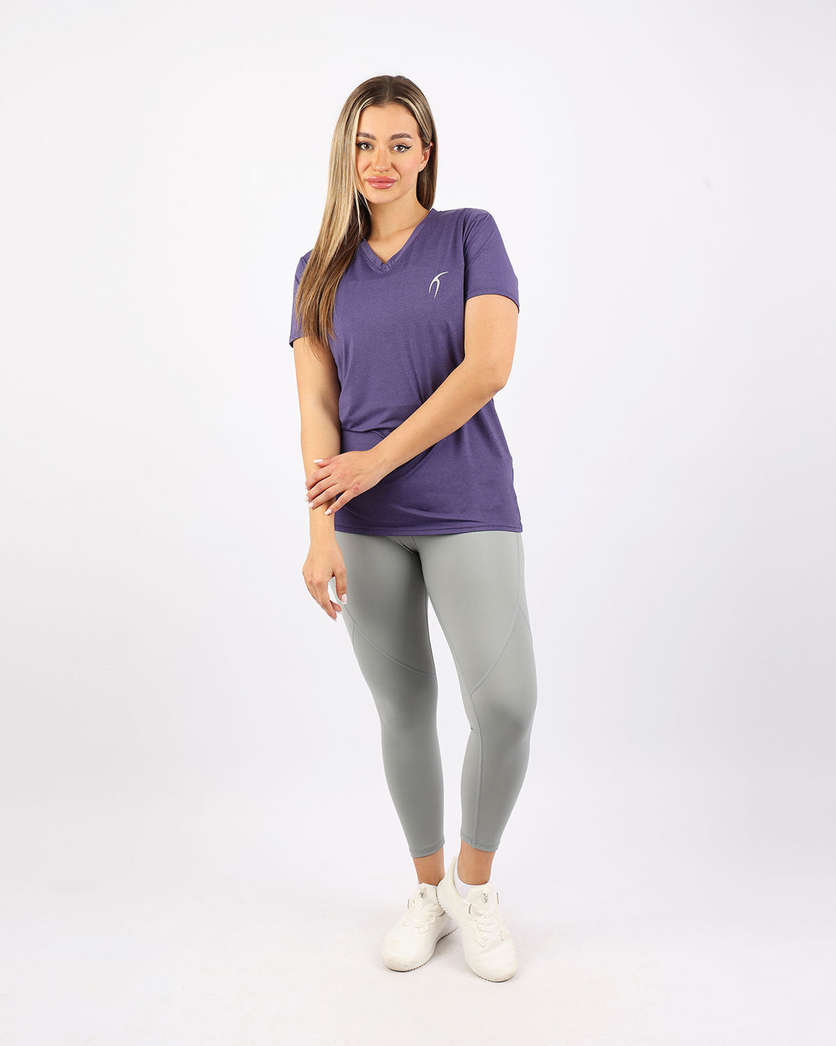V Neck Training Purple Top-Atum -84753571