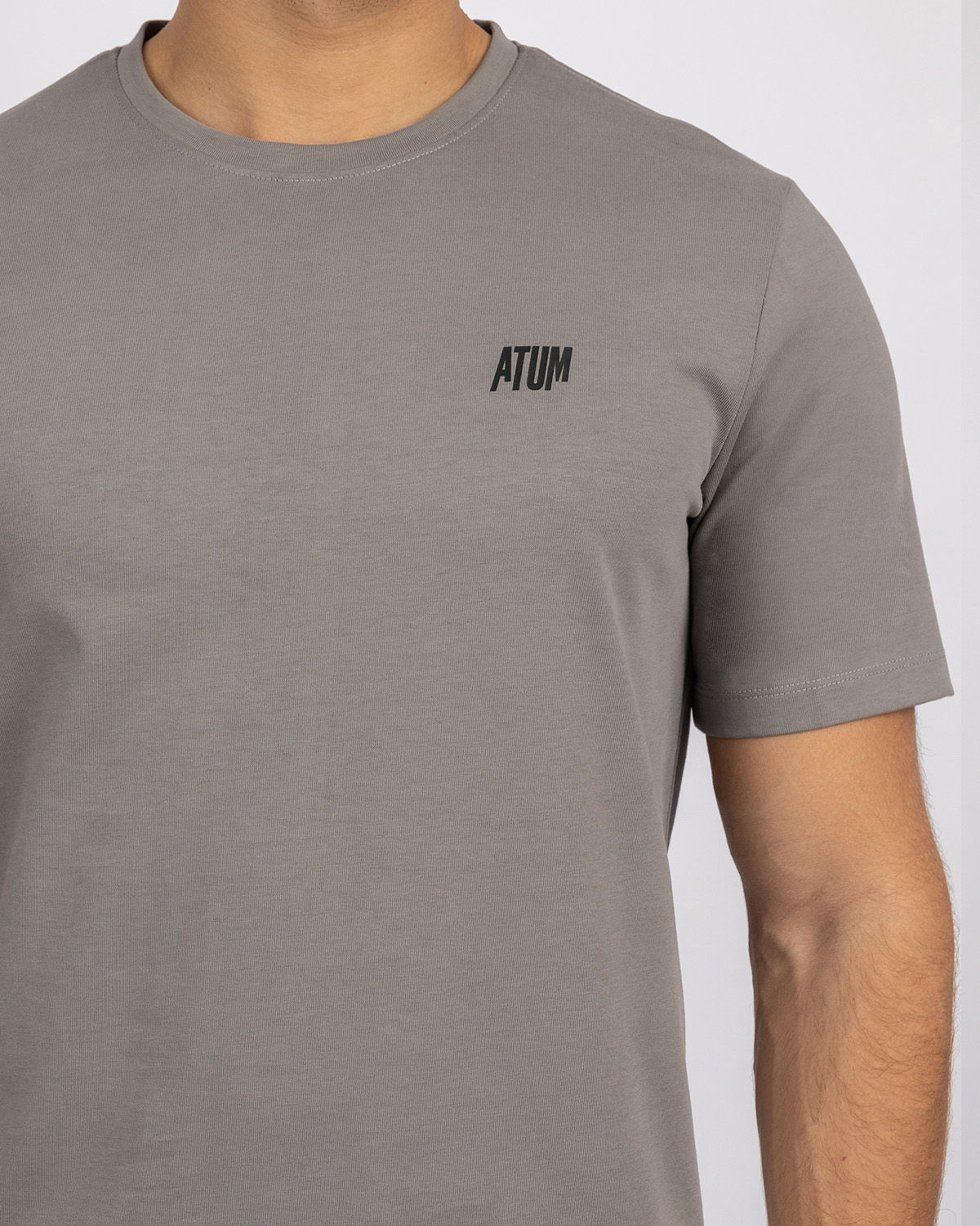 Basic Cotton Gray T-Shirt-Atum -79534922