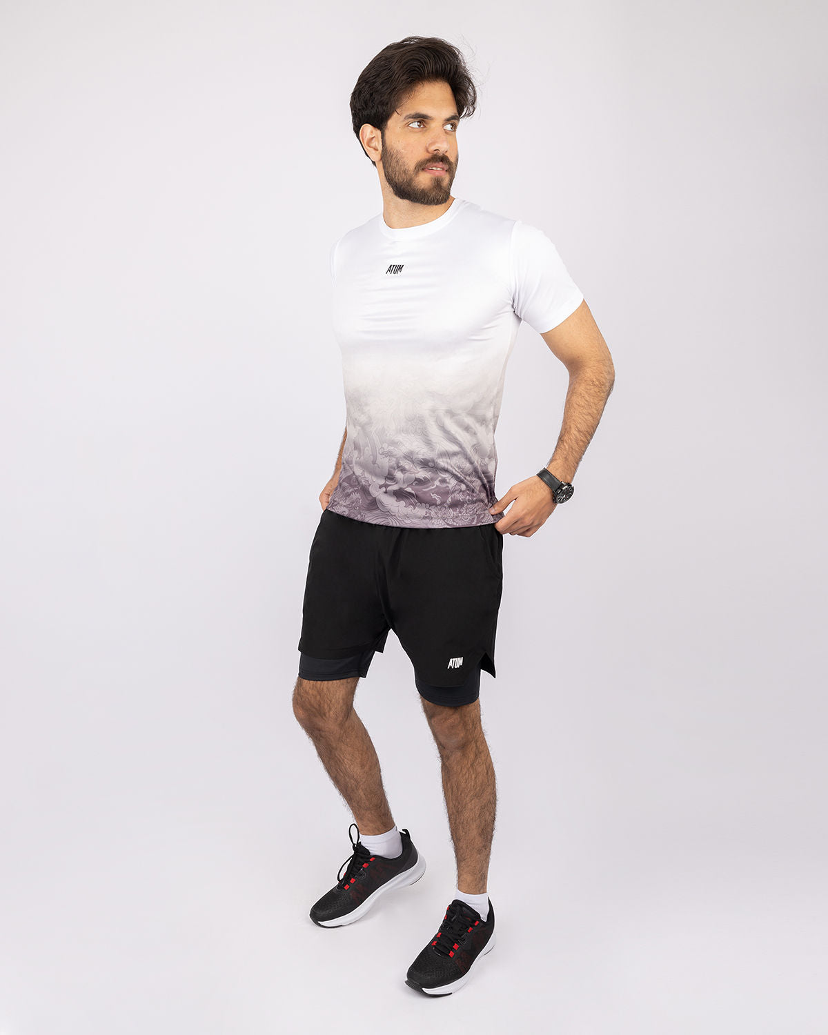 Round Printed Gray T-Shirt-Atum -8106208