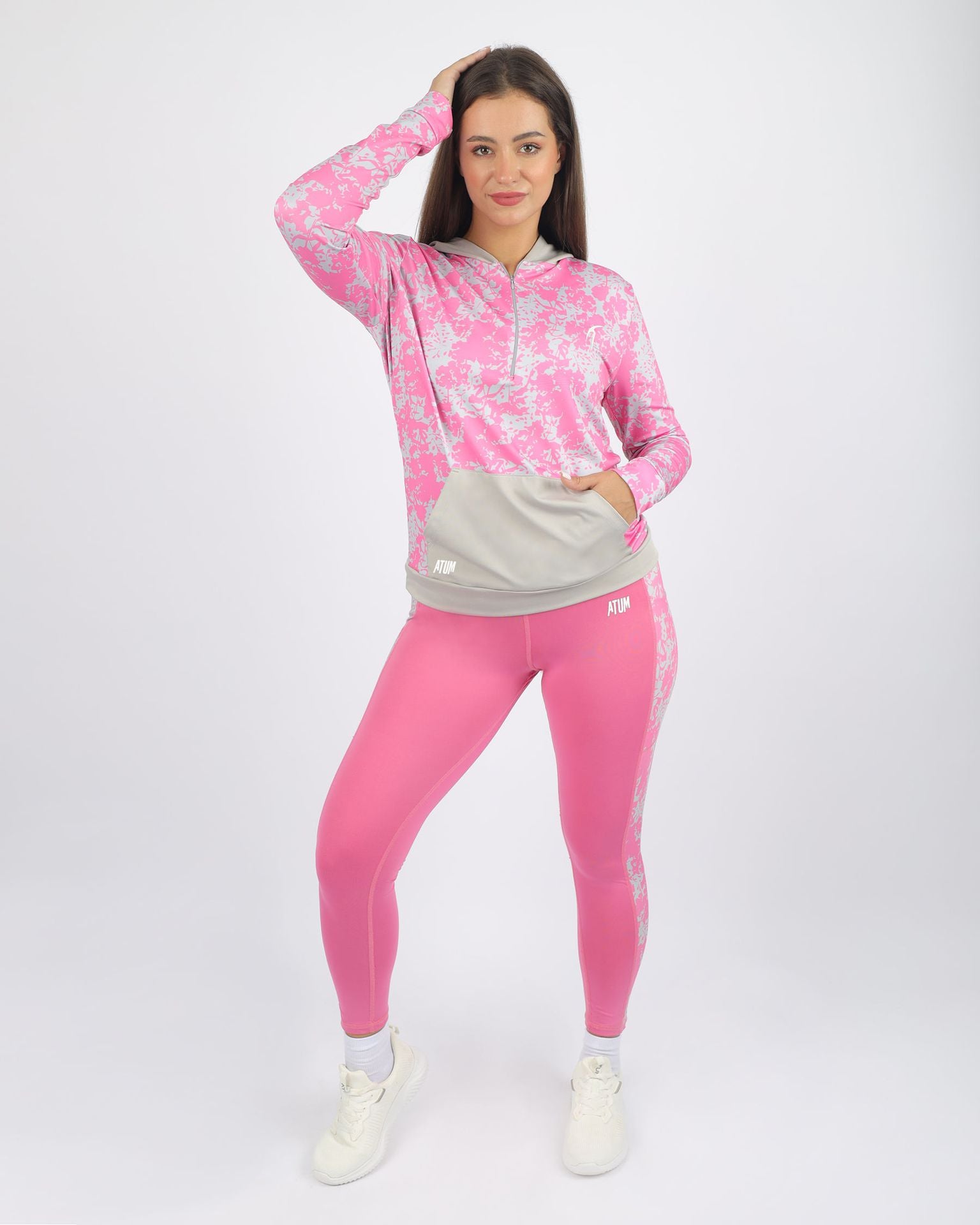 Long Sleeves Women's Pink Hoodie-Atum -63602452