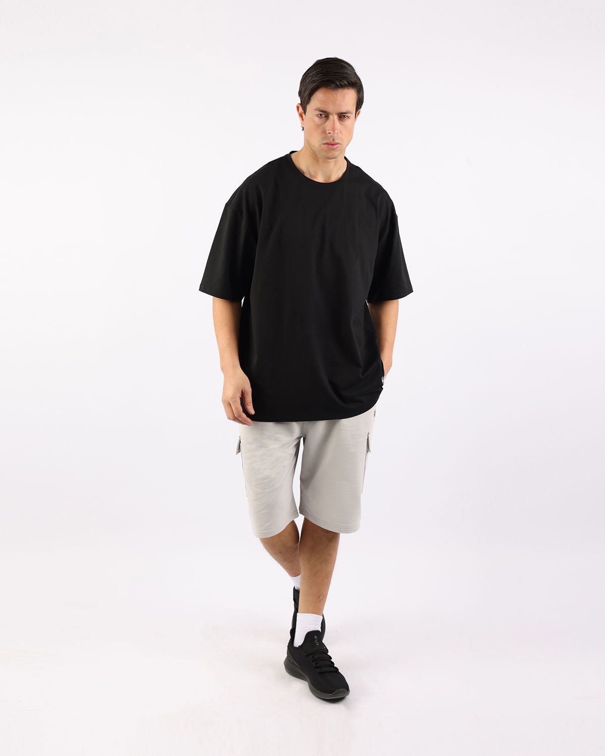 OverSized Basic Men's Black T-Shirt-Atum -81608418