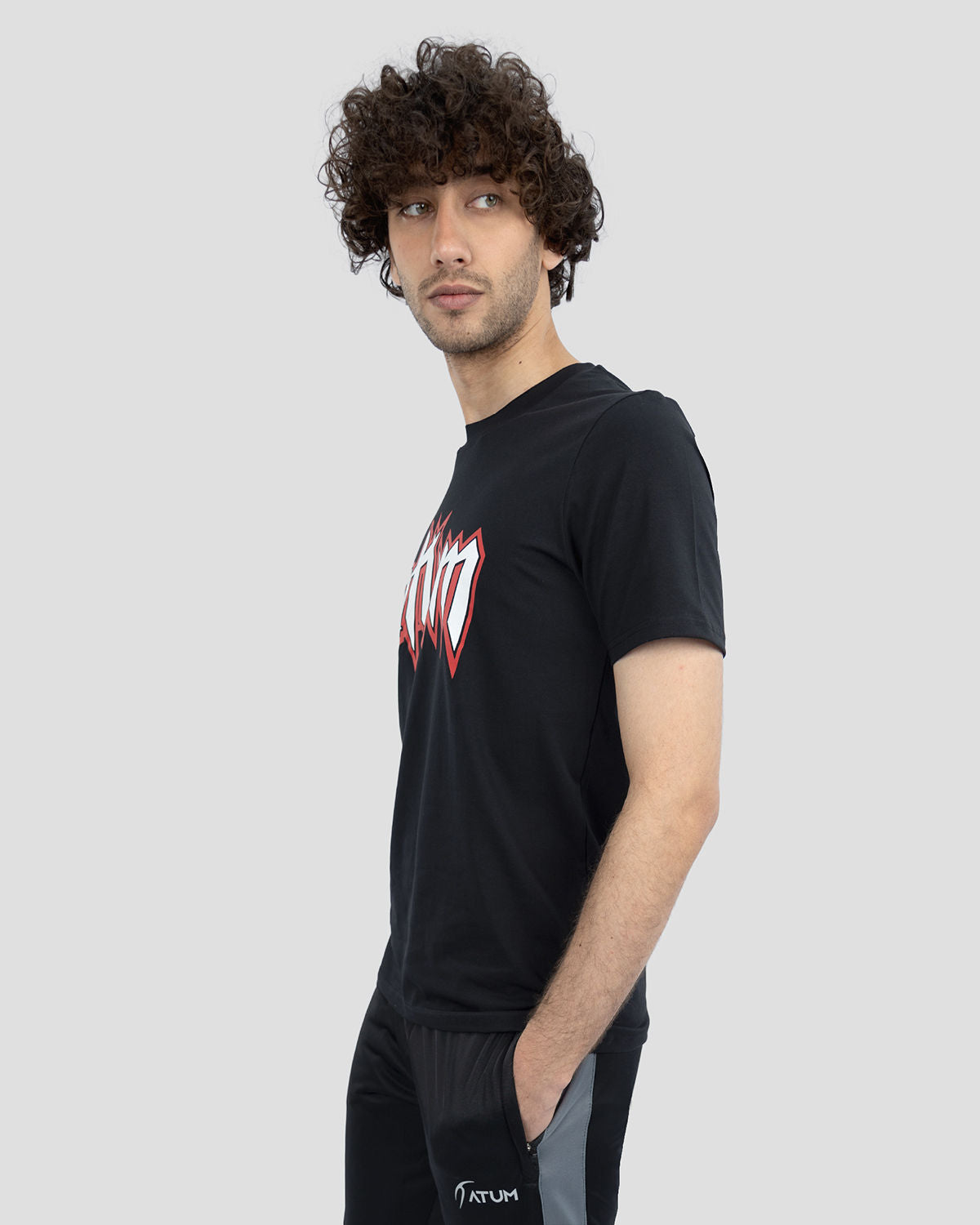 Men's Graphic Logo Black T-Shirt-Atum -54167087