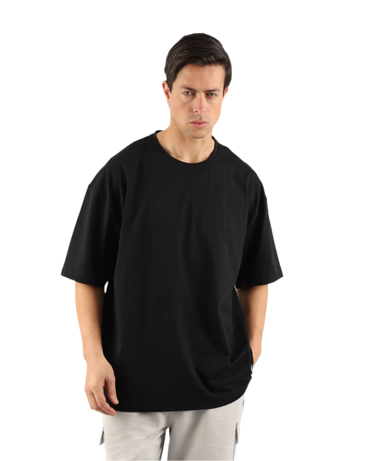 OverSized Basic Men's Black T-Shirt-Atum -51064140