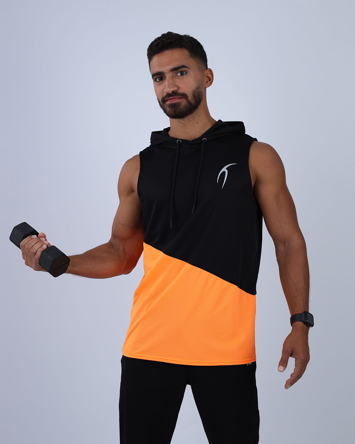 Sleeveless Breathable Orange Hoodie-Atum -26003330
