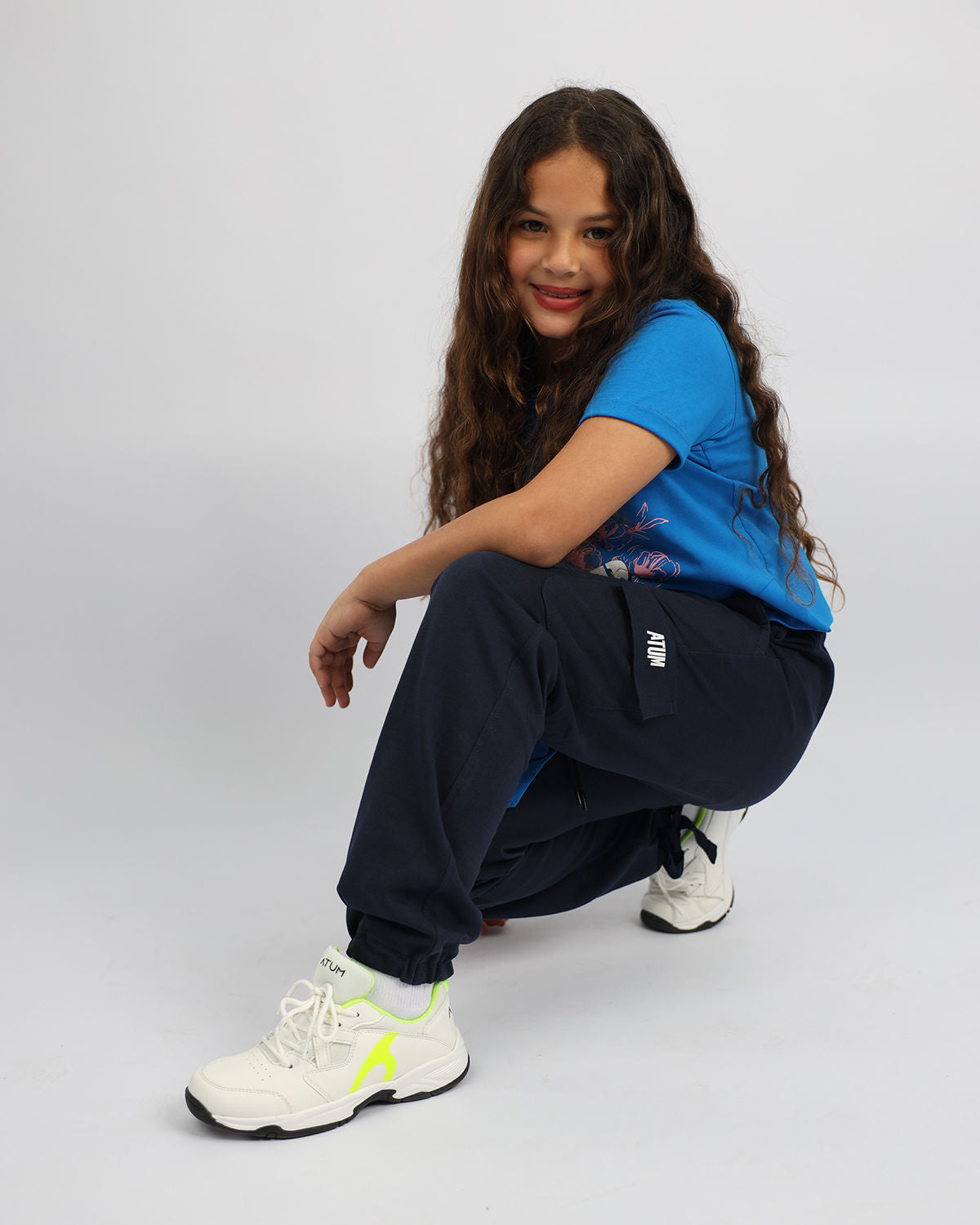 Girl's Basic Navy Sweatpants-Atum -19758188