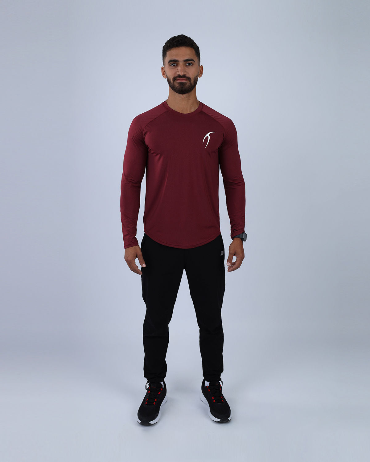 Long Sleeve Running Burgundy Tee-Atum -64894440