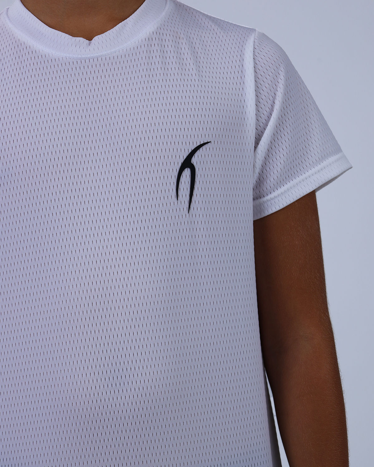 Crew Neck Short Sleeve White Breathable Top-Atum -98268381
