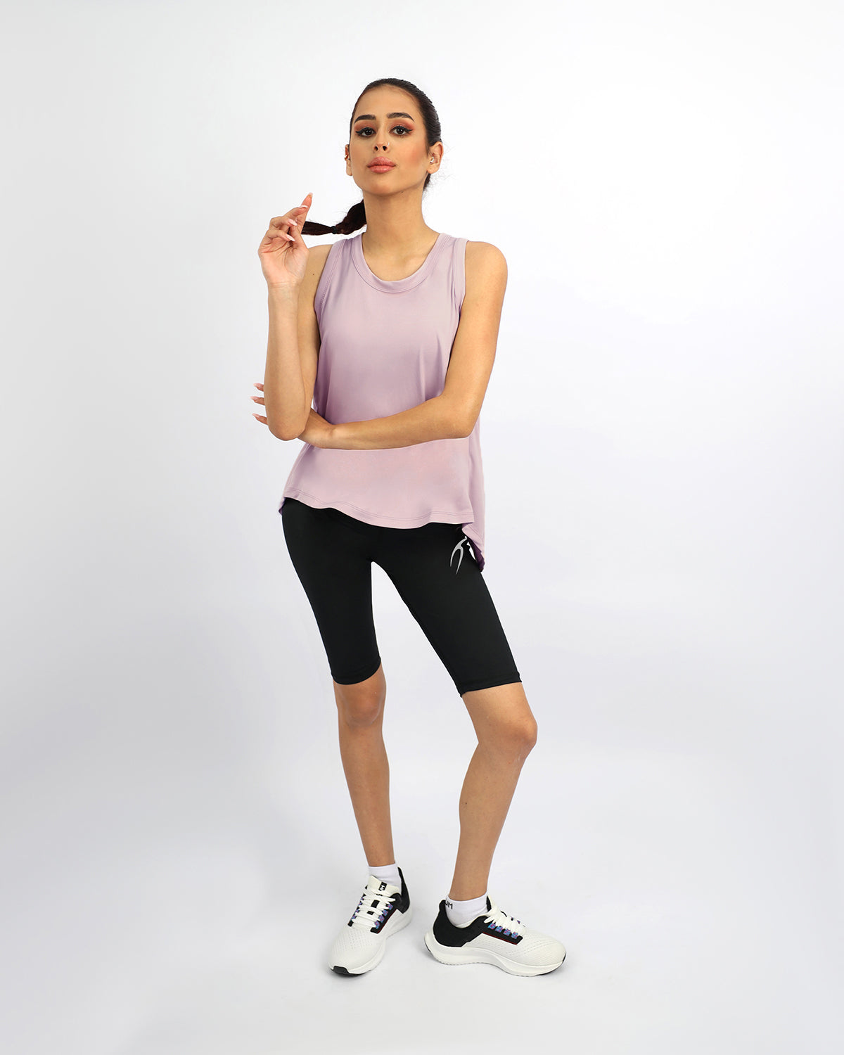 Women's Cross Back Gray Top-Atum -92014152