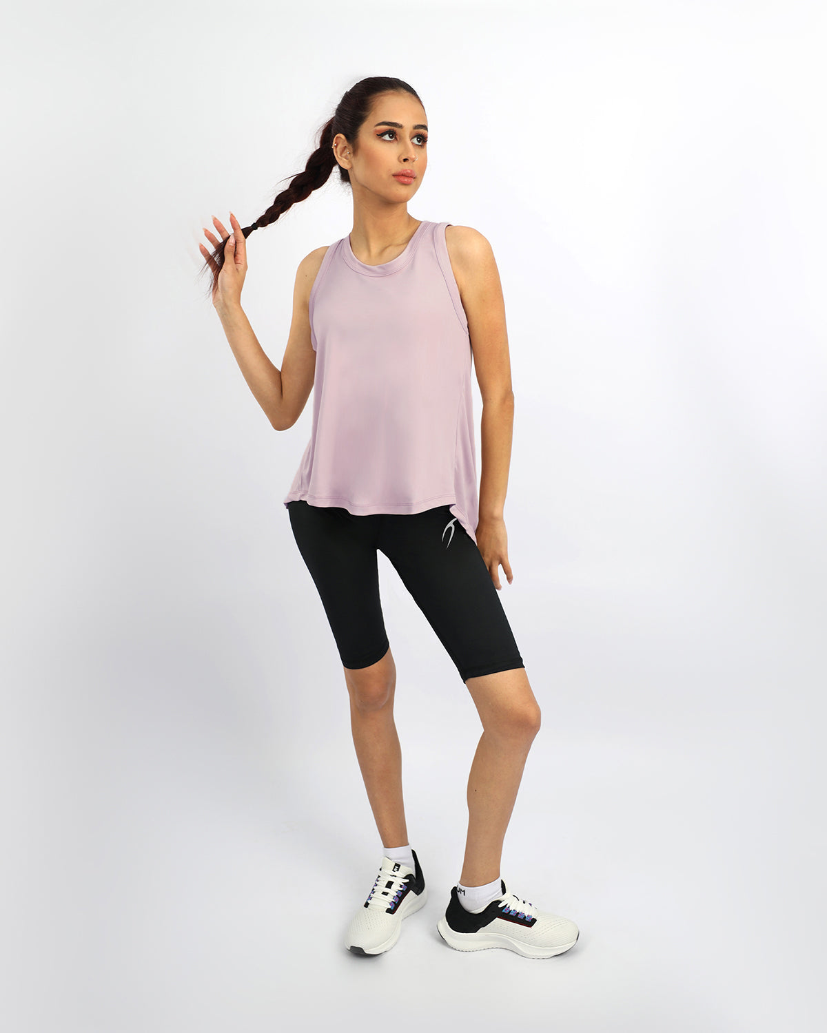 Women's Cross Back Gray Top-Atum -71246566