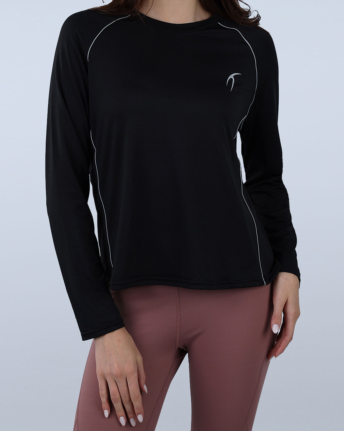 Slim Long Sleeve Black Top-Atum -49276657