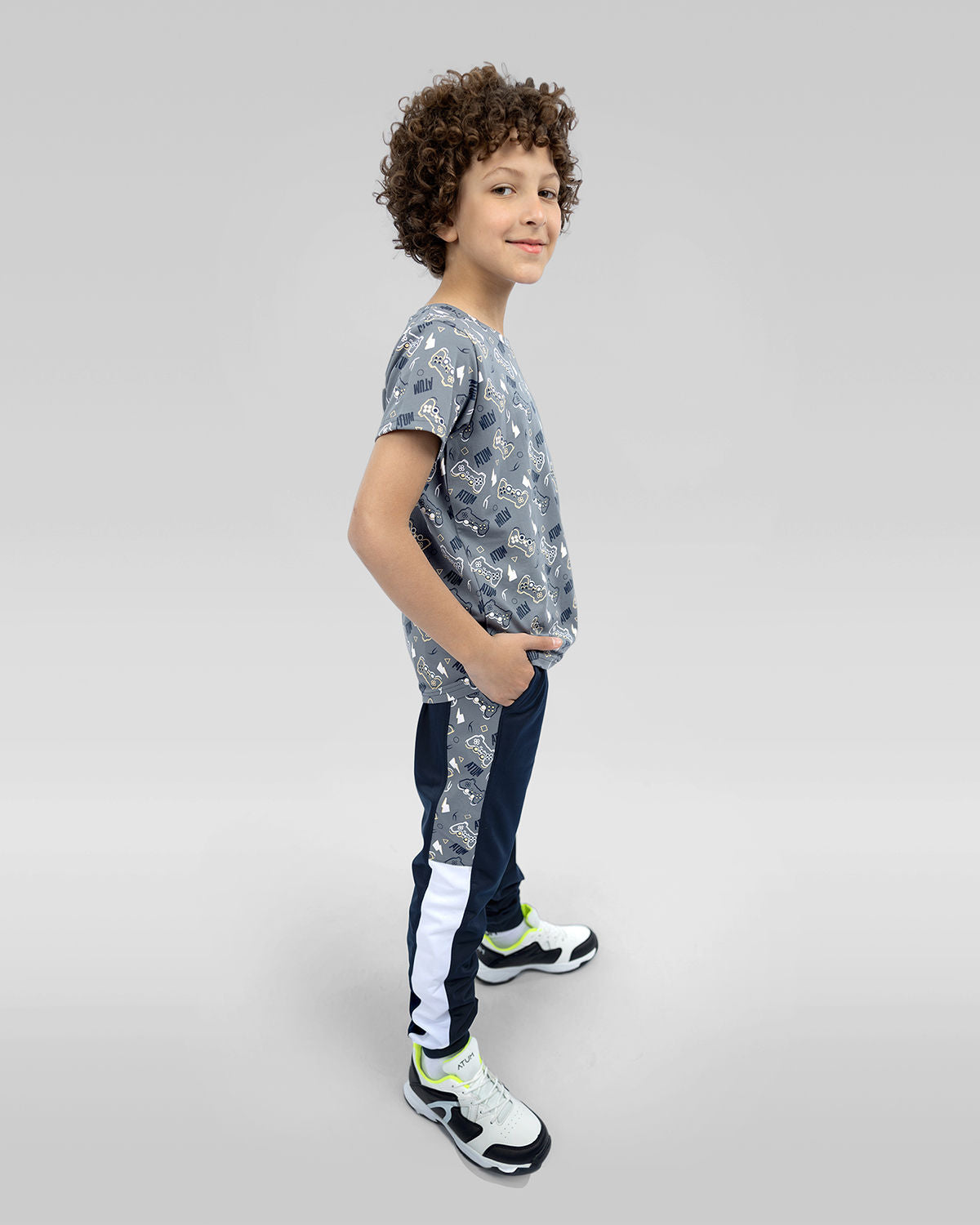 Boy's Graphic Navy Sweatpants-Atum -91696763