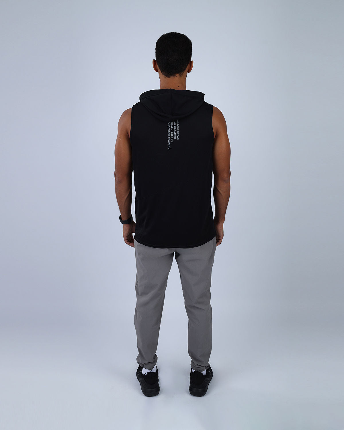 Sleeveless Breathable Black Hoodie-Atum -40114964