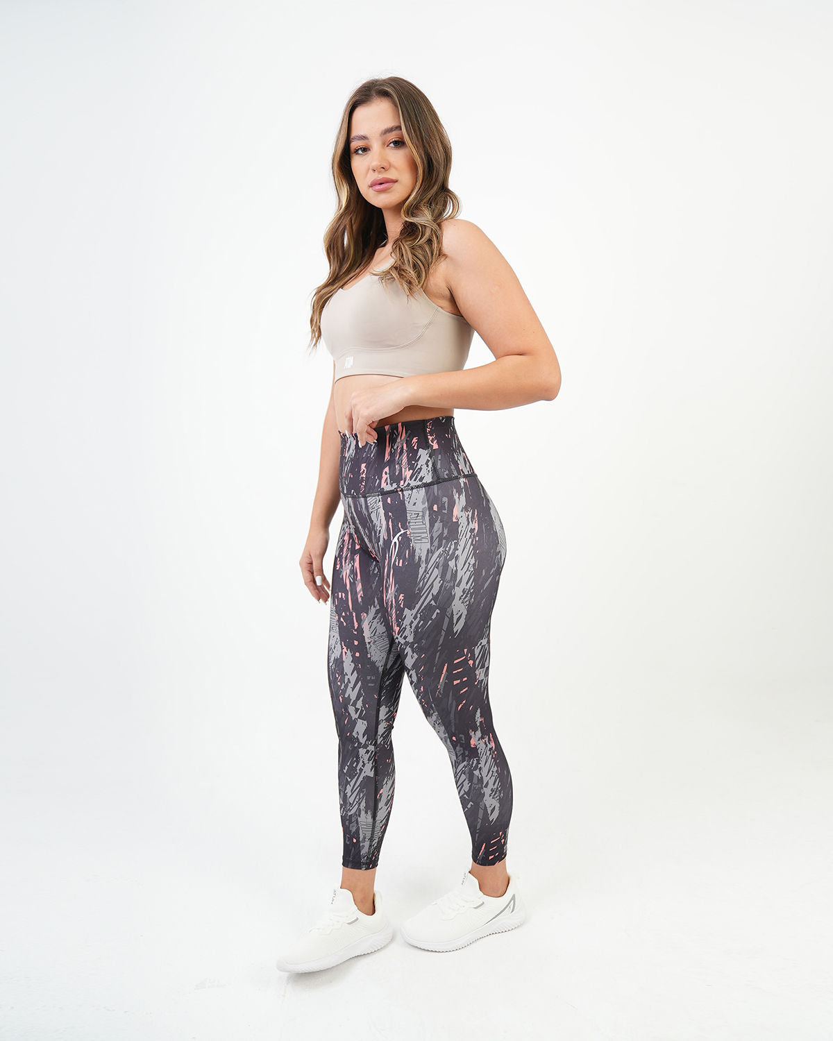 Marble Printed Gray Leggings-Atum -22054983