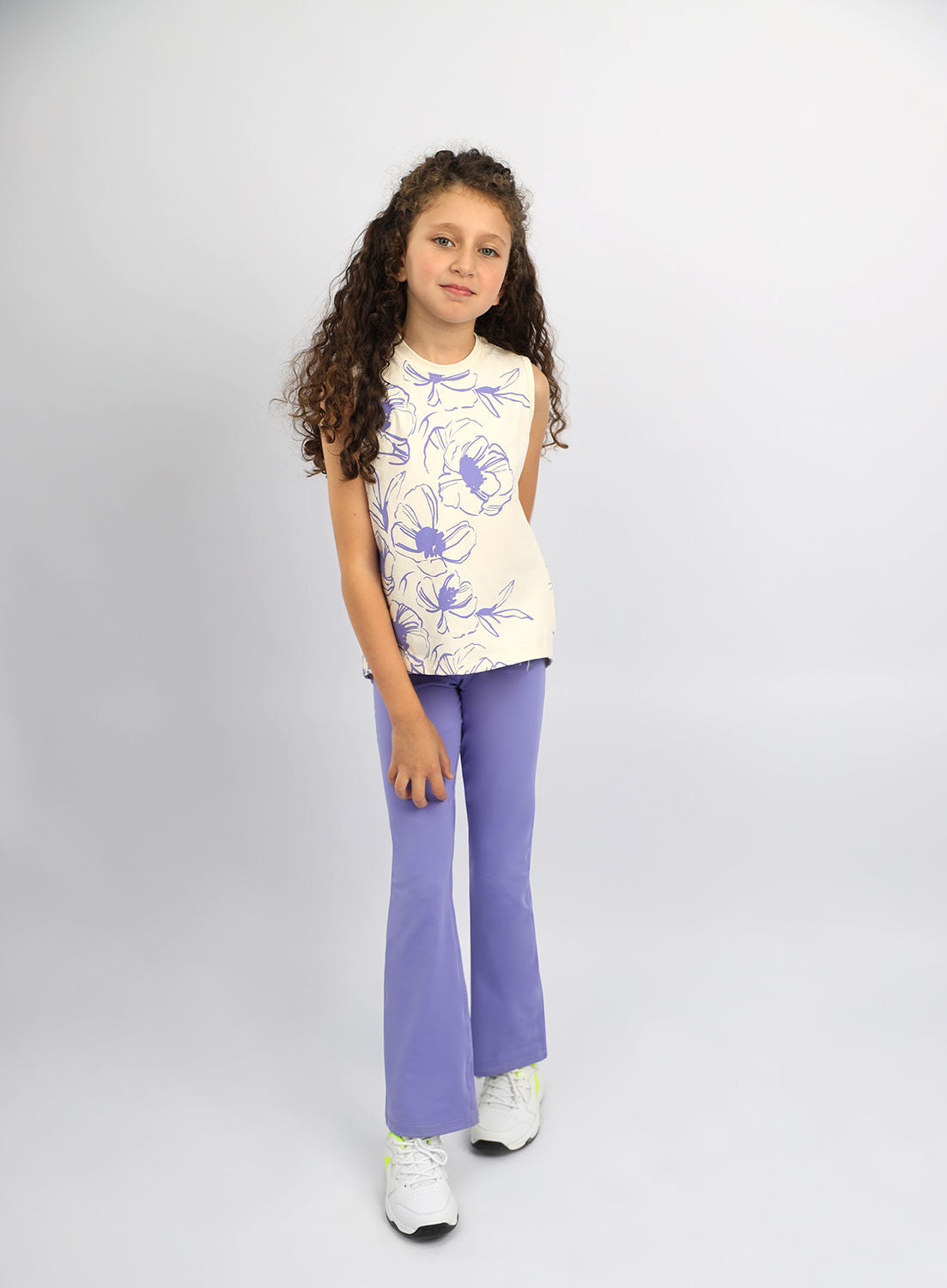 Girl's Flowery White Tank Top-Atum -81294382