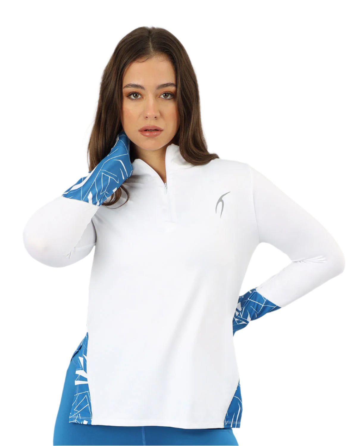 Women's Quarter Zip White Top-Atum -43667538