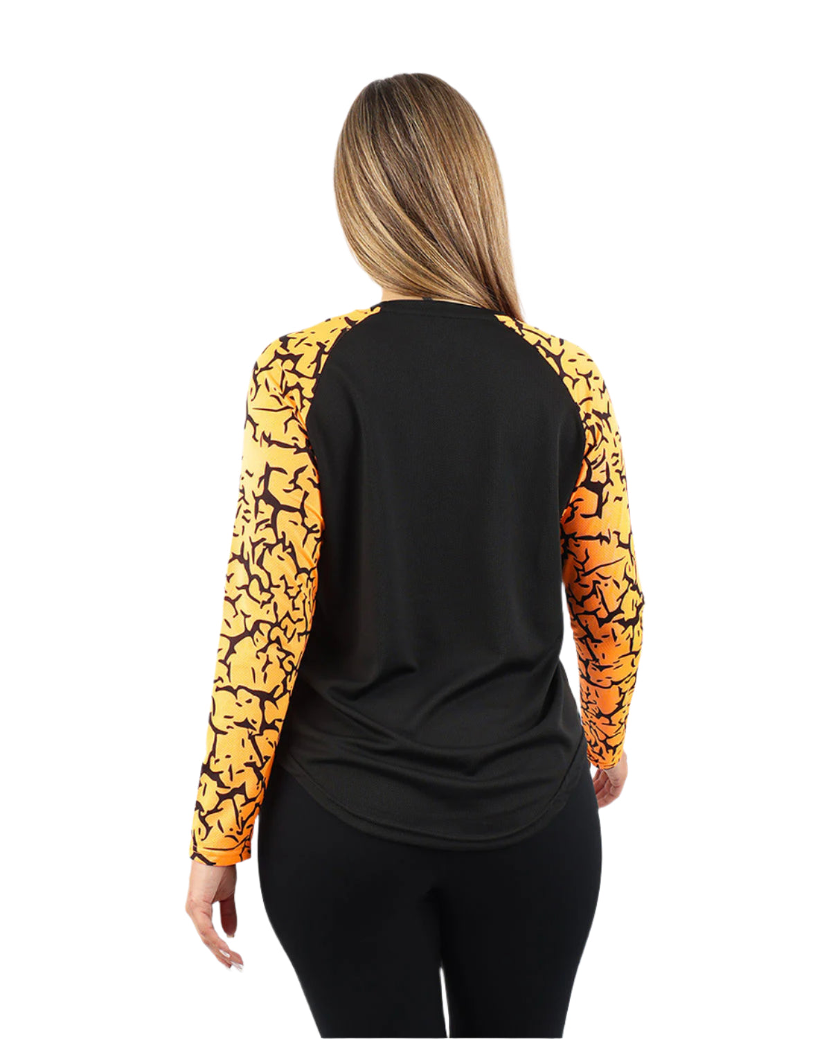 Crew Neck Long Sleeve Orange Top-Atum -93512453