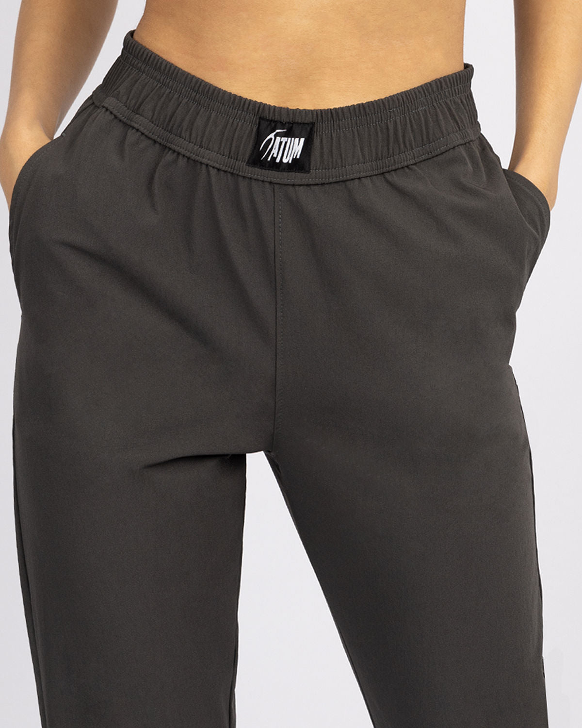 Slit Zipper Gray Women's Pants-Atum -62580185