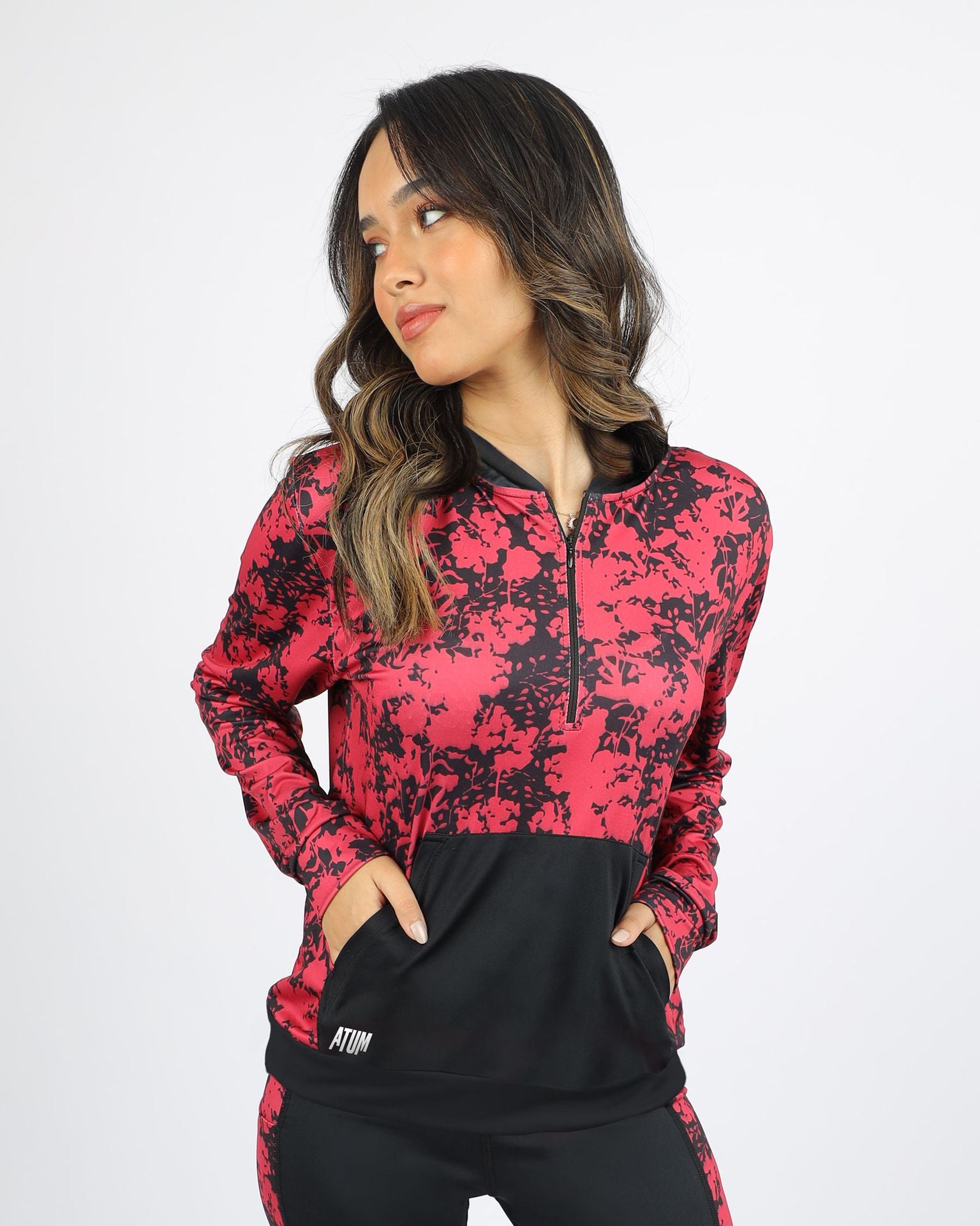 Long Sleeves Women's Black Hoodie-Atum -41146578