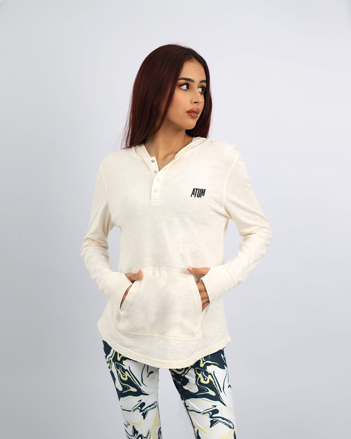 Women's Hooded White T-Shirt-Atum -5689837