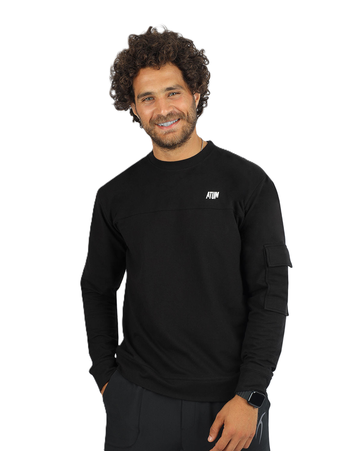 Men's Long-Sleeve Black T-Shirt-Atum -33073630