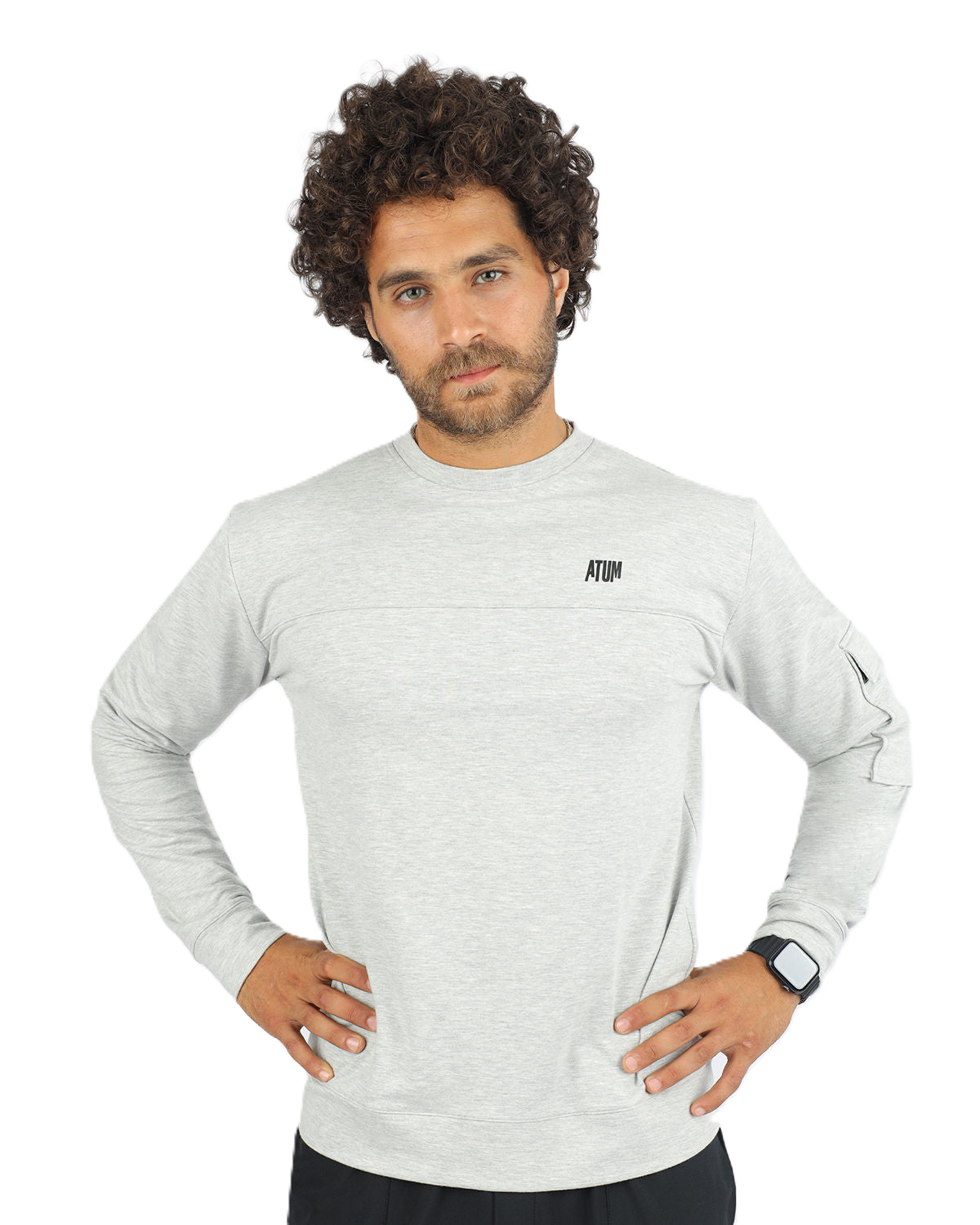 Men's Long-Sleeve Gray T-Shirt-Atum -16220123