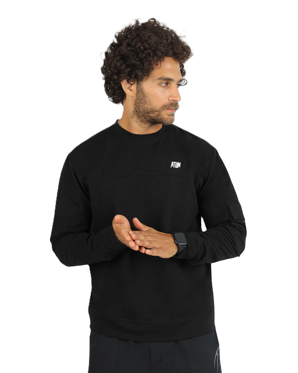 Men's Long-Sleeve Black T-Shirt-Atum -63706772