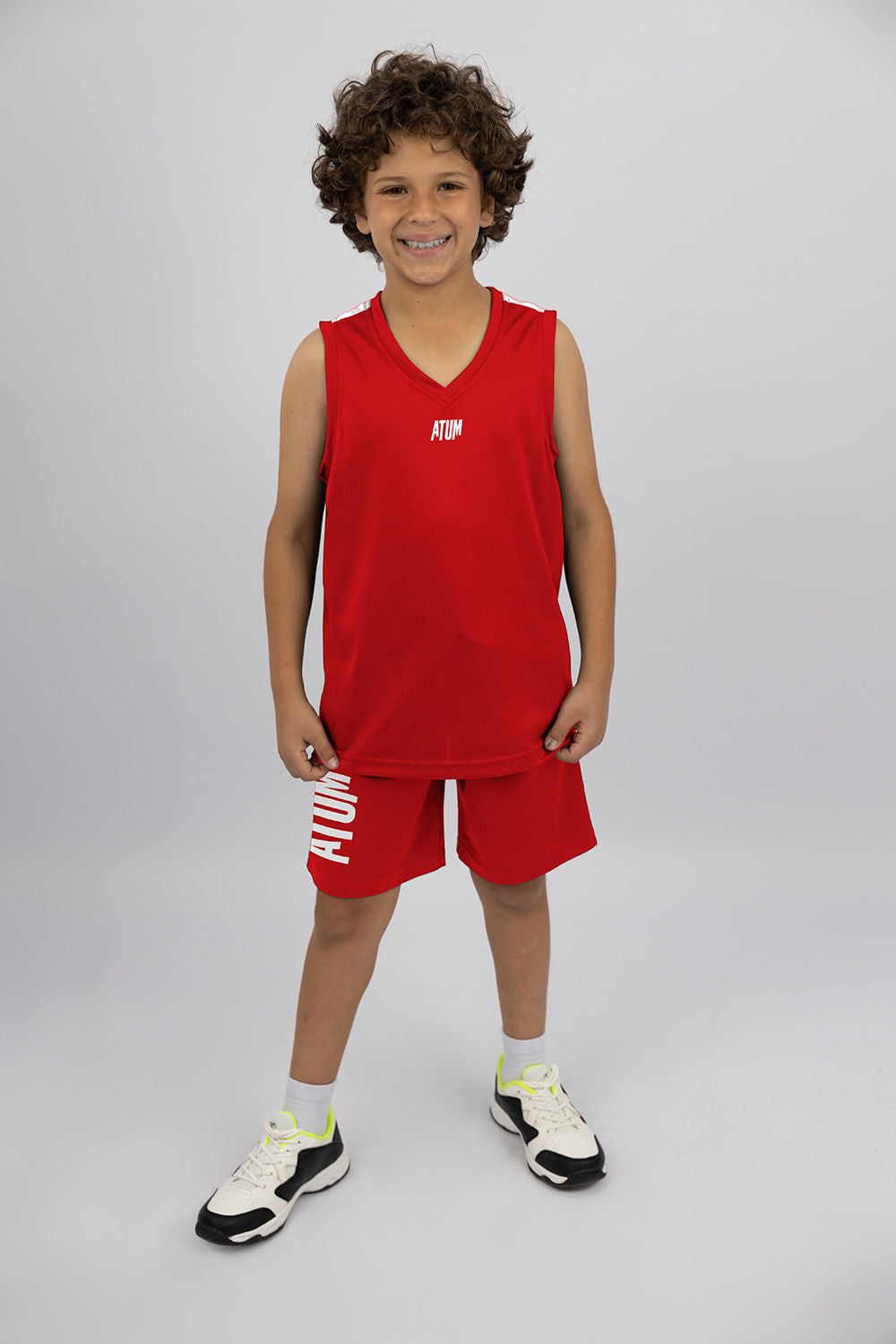 Basic Vneck Red Tank Top-Atum -67103282
