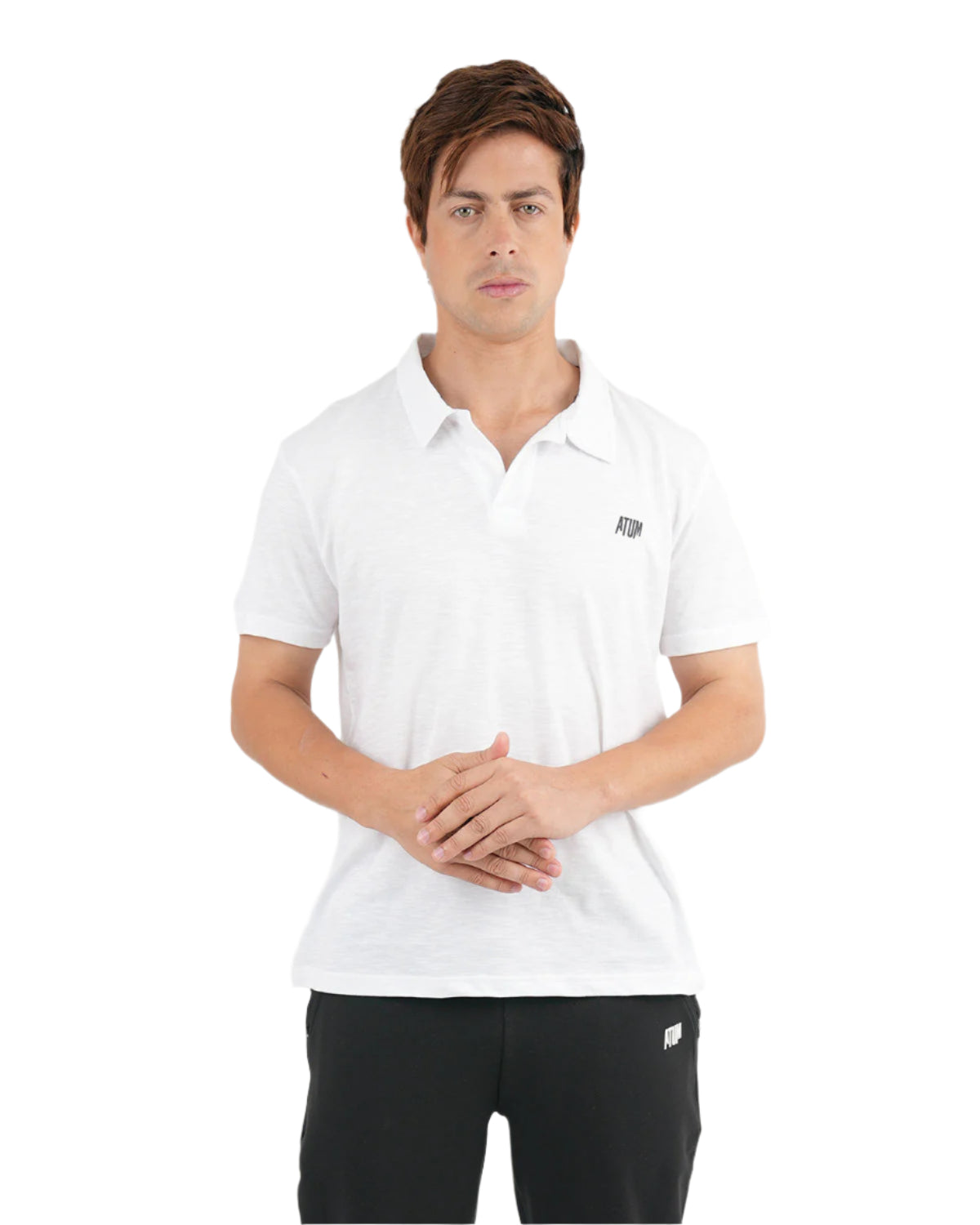 Comfort Slub White Polo Shirt-Atum -53085948