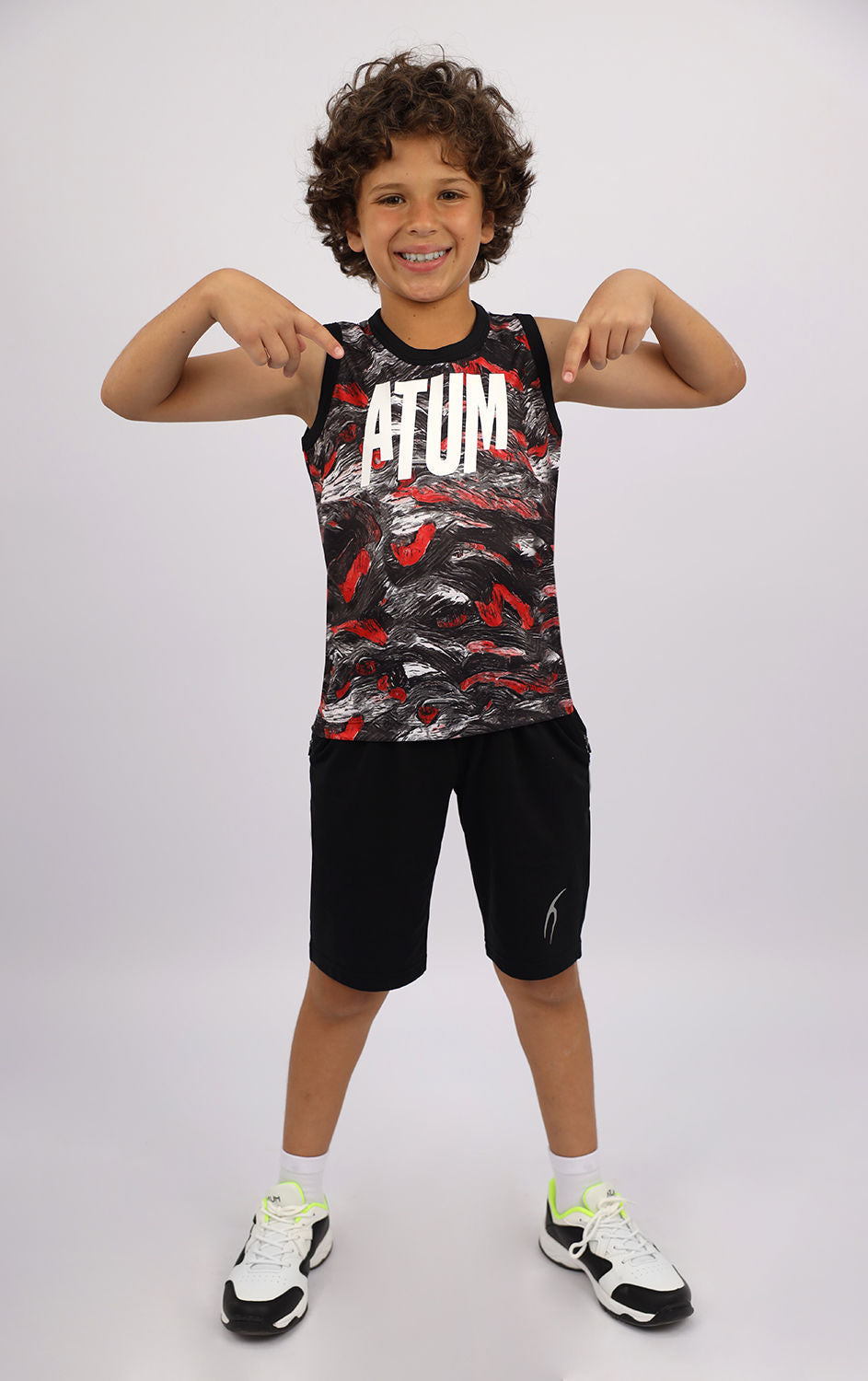 Boy's Printed Red Tank Top