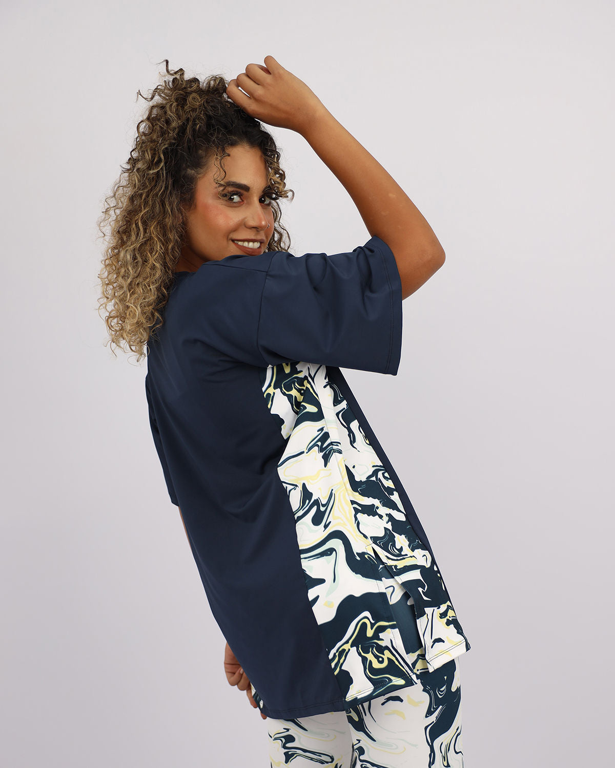 Women's Oversized Navy T-Shirt-Atum -85701060