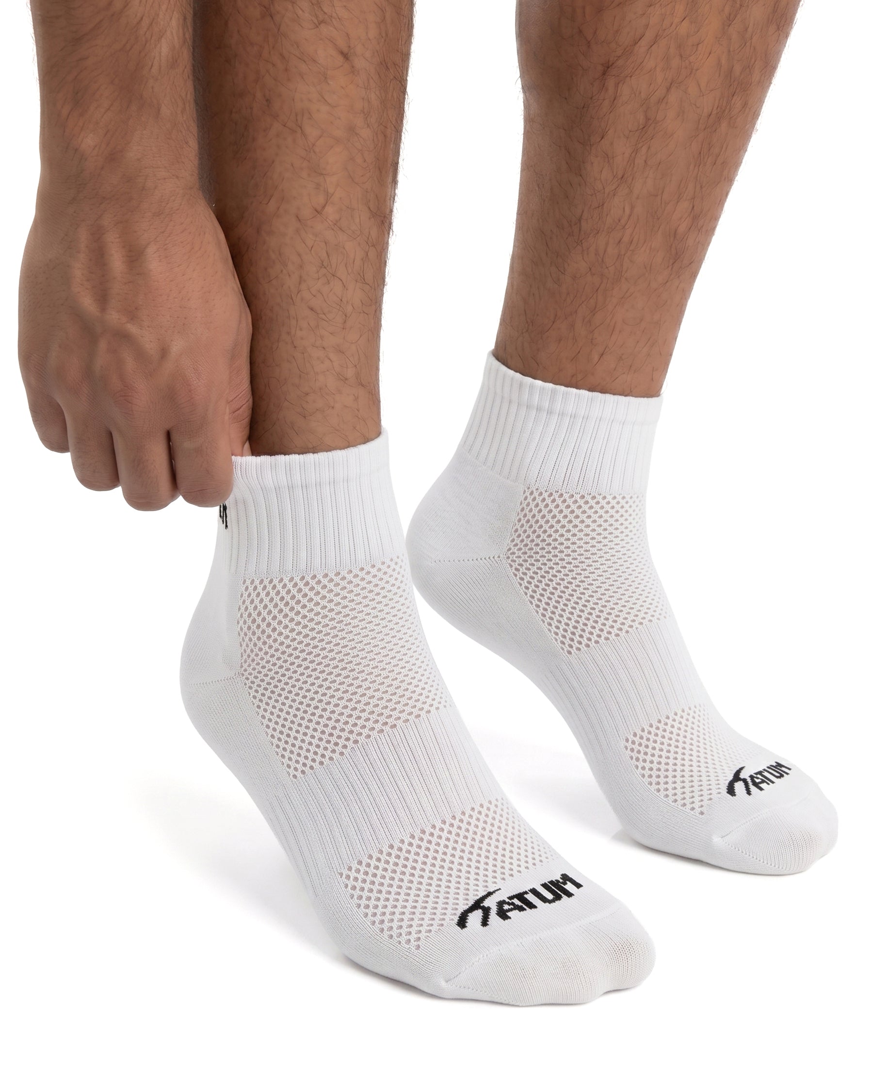 Unisex White Half Socks With Net-Atum -53119070