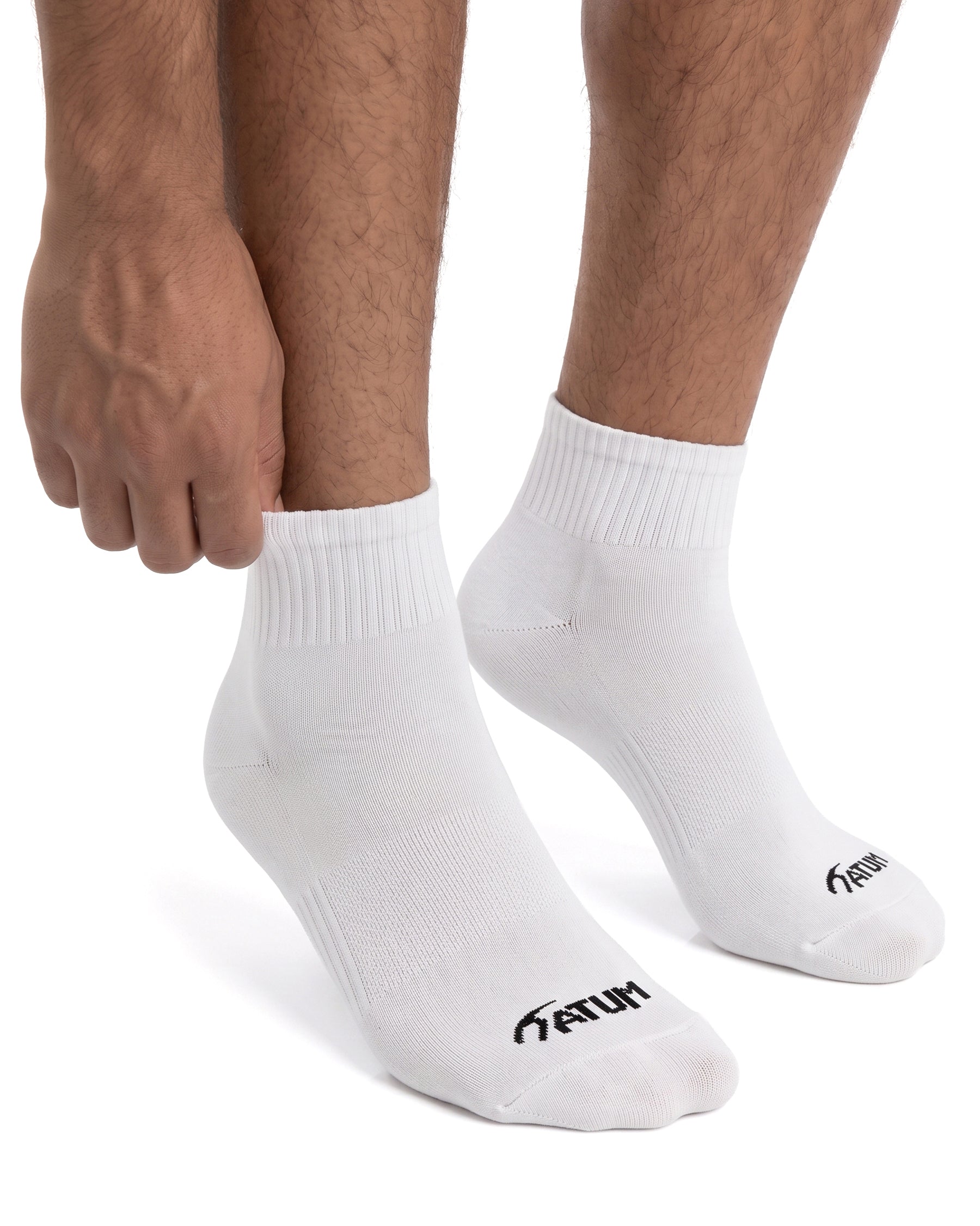 Unisex White Half Socks-Atum -35630277