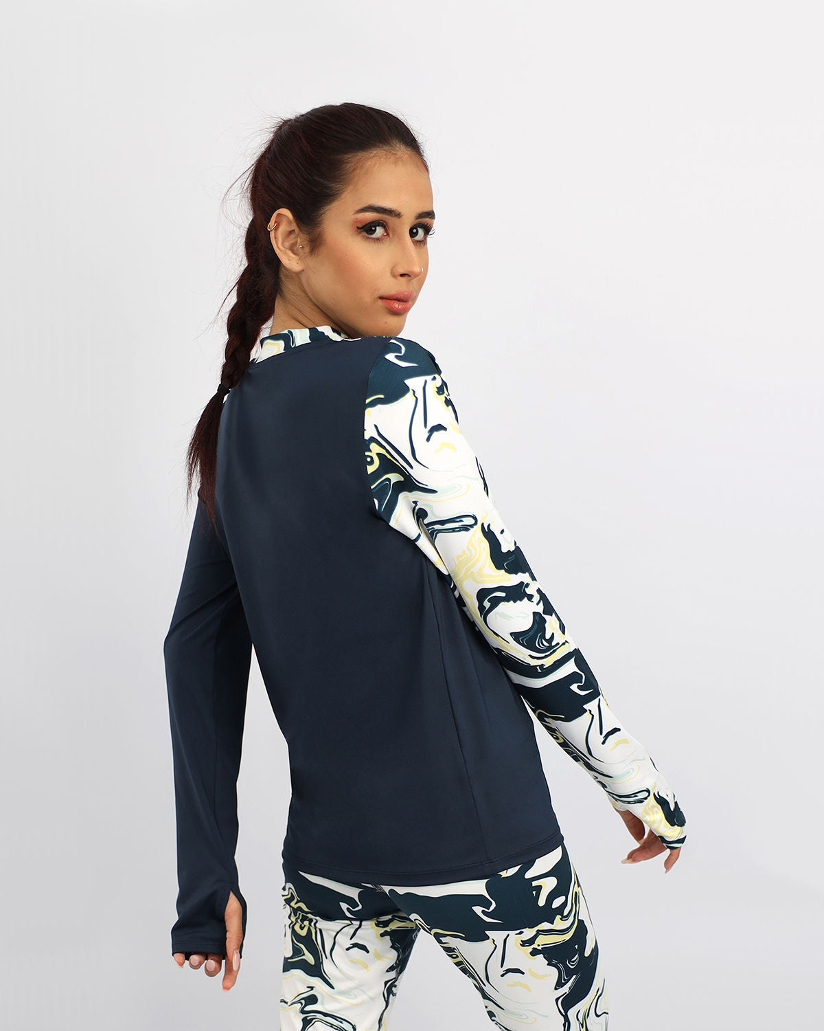 Long Sleeve Women's Navy T-Shirt-Atum -46418156