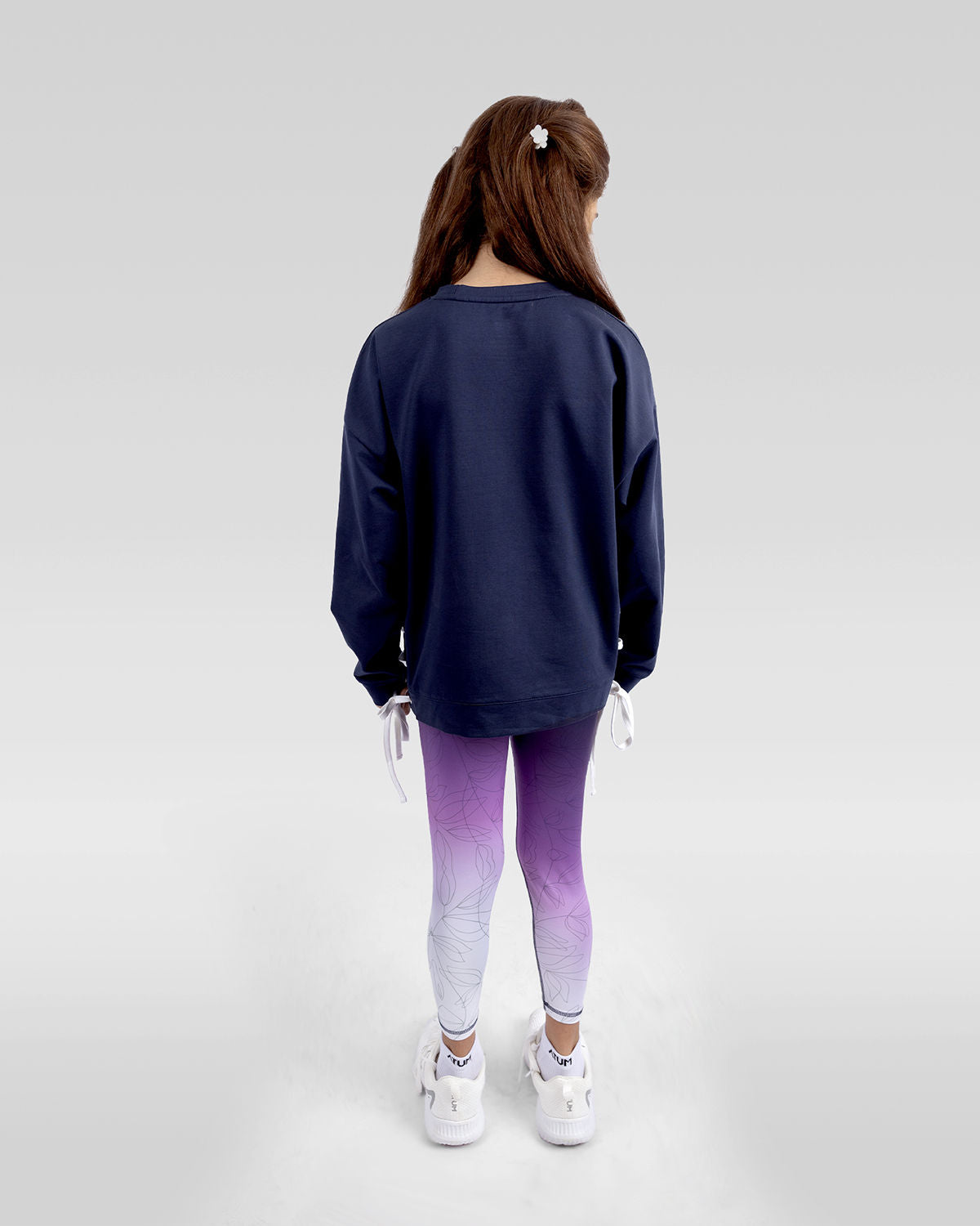 Printed Girl's Navy Leggings-Atum -38239839
