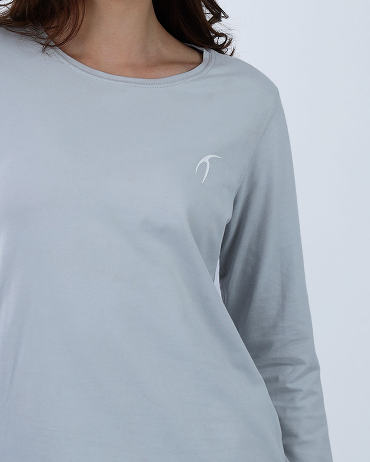 Basic Long Sleeve Gray T-Shirt-Atum -13845968
