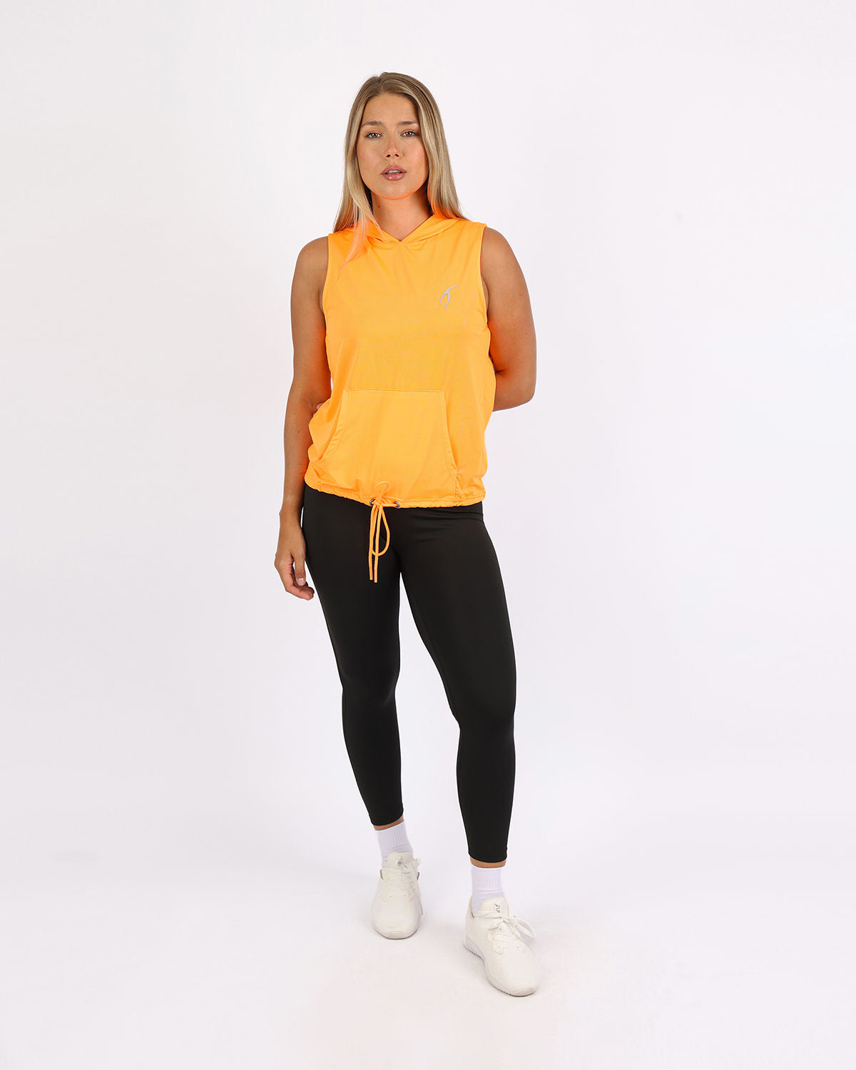 Sleeveless Breathable Orange Women's Hoodie-Atum -87596122