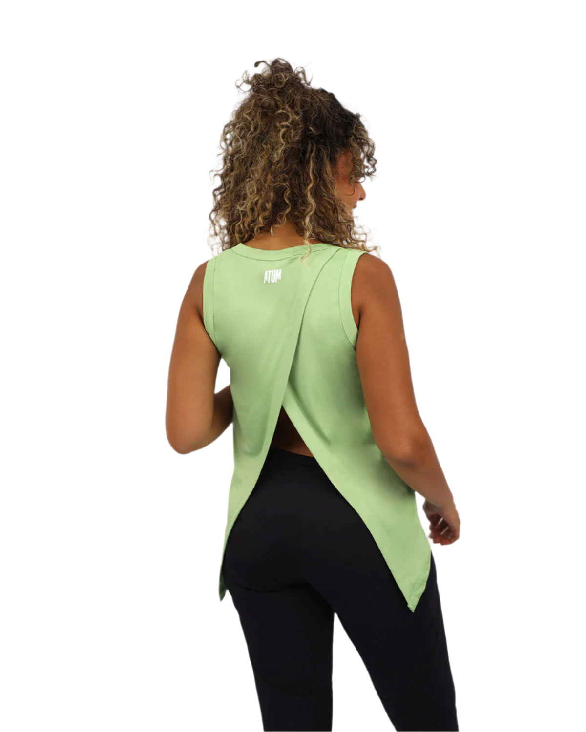 Women's Cross Back Green Top-Atum -91344185