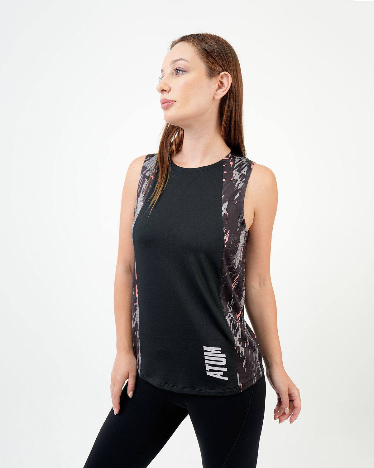 Marble Printed Black Tank Top-Atum -19329482