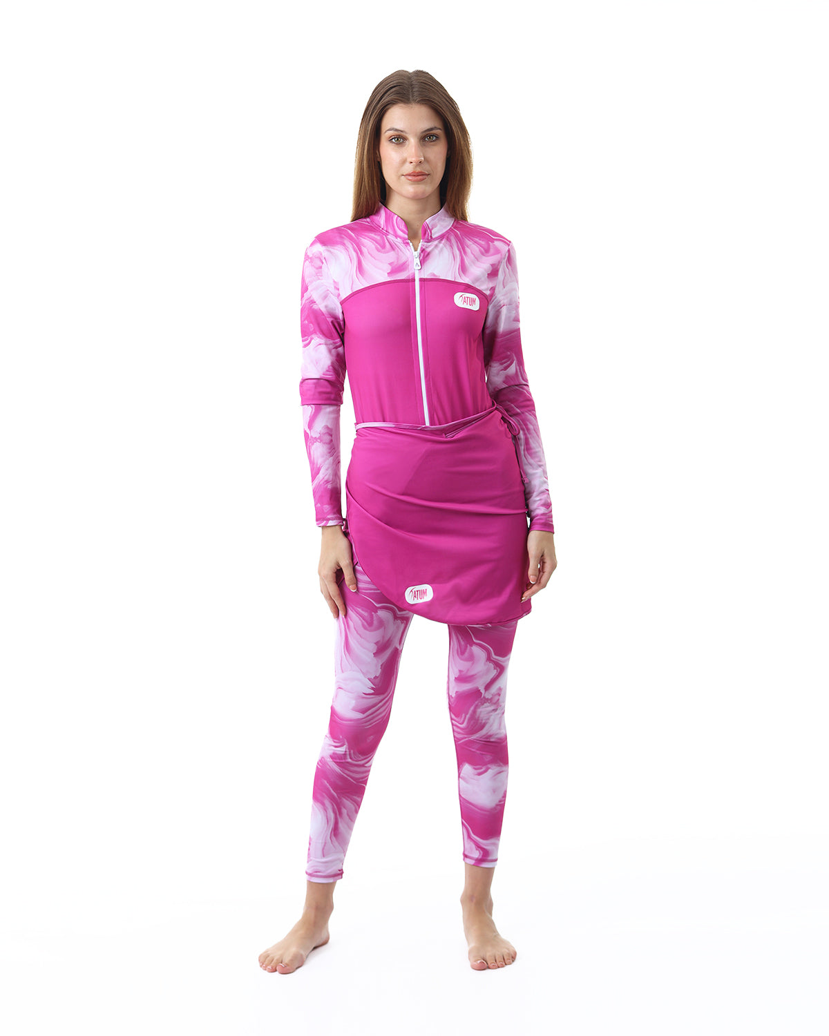 Aqua Bloom Pink Swimsuit Set-Atum -22236948