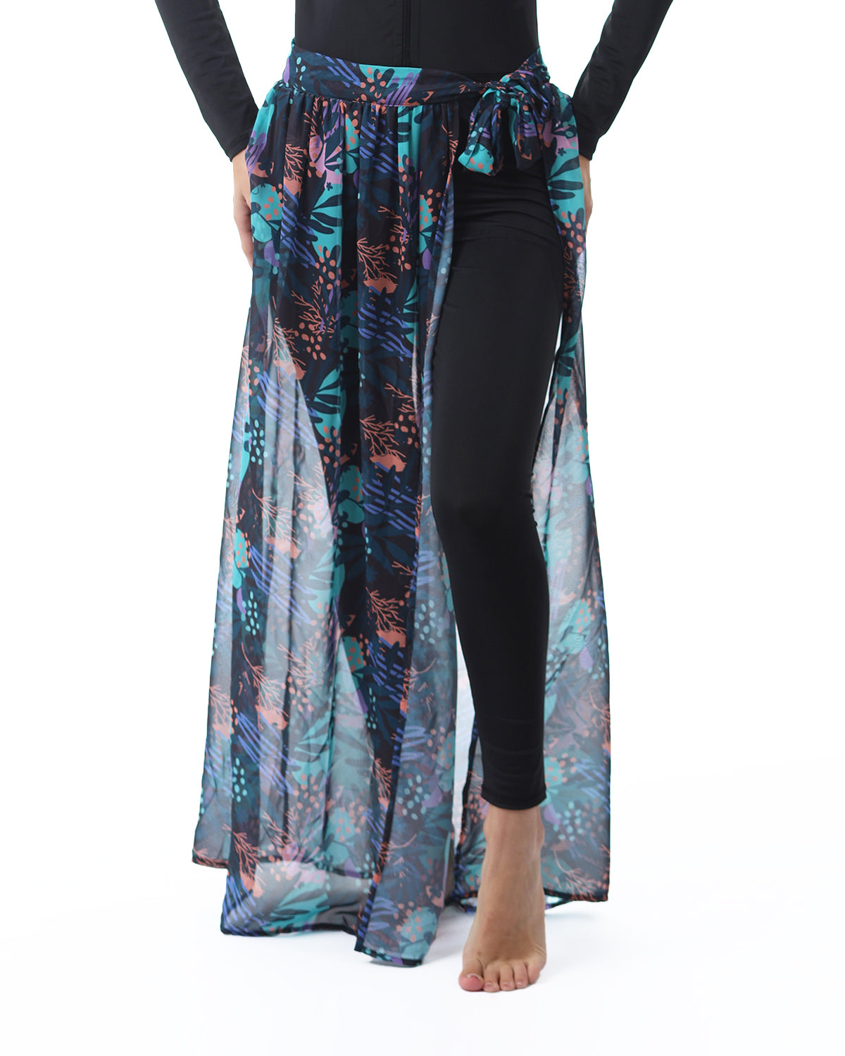Tropical Night Aqua Cover-Up Skirt-Atum -89384815