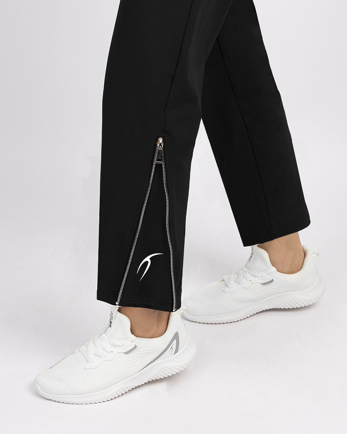 Slit Zipper Black Women's Pants-Atum -22738685
