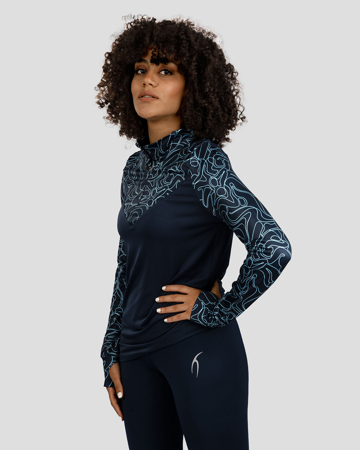 High-Neck Limitless Navy Top-Atum -94480040
