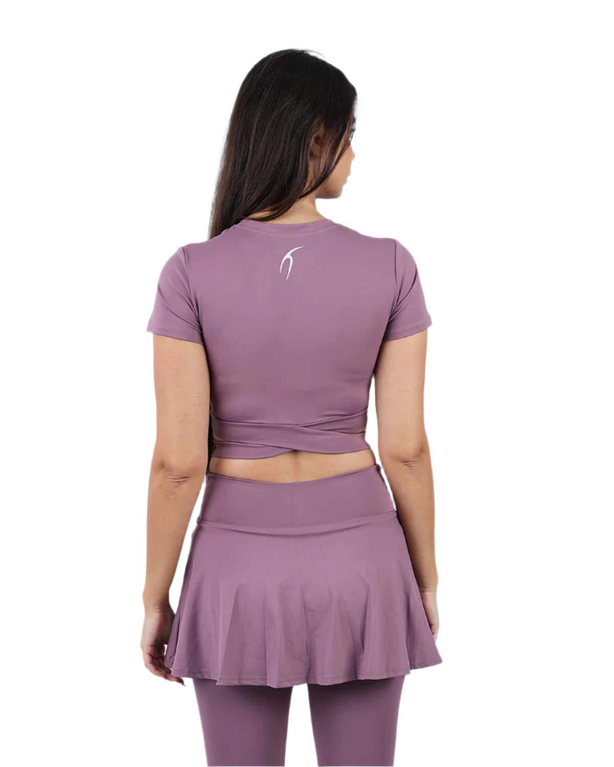 Twisted Short Sleeves Purple Crop Top-Atum -87608960