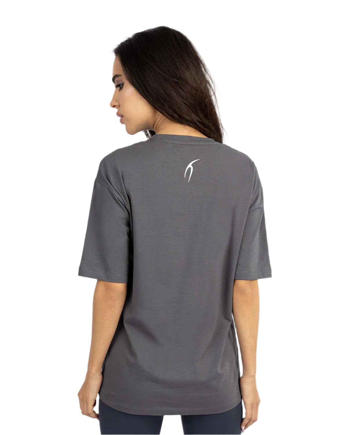 Oversize Printed Women's Gray T-Shirt-Atum -64245670