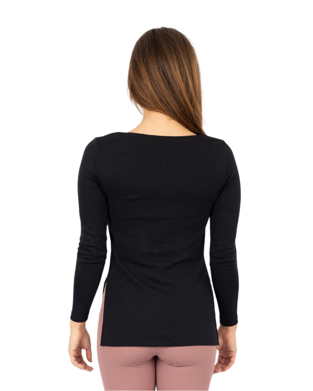 Cotton Rib Long Sleeve Black T-Shirt-Atum -80853206