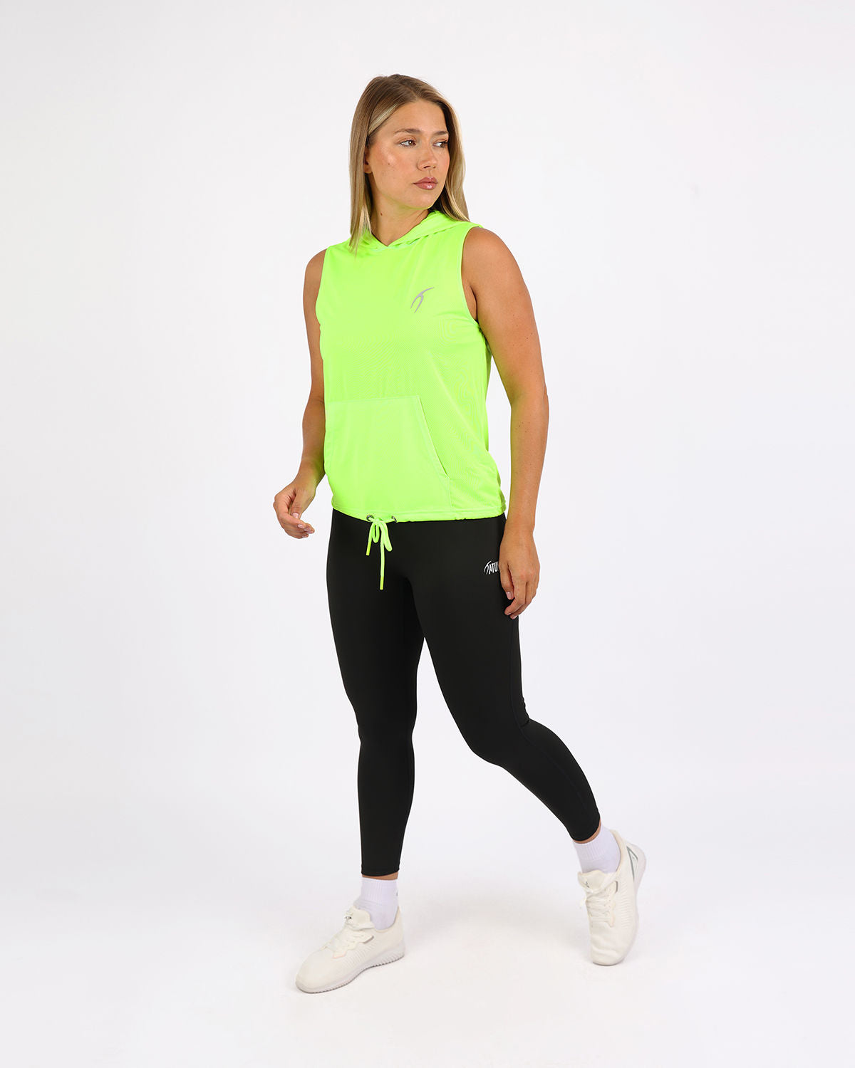 Sleeveless Breathable Lime Green Women's Hoodie-Atum -71511529