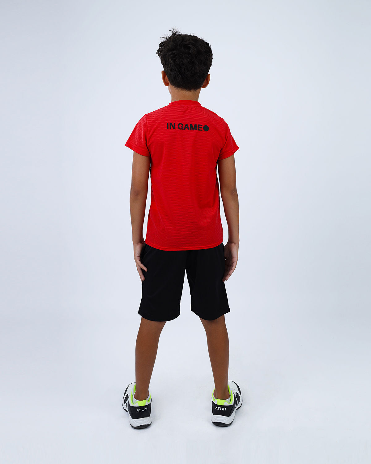 Crew Neck Short Sleeve Red Breathable Top-Atum -21397397