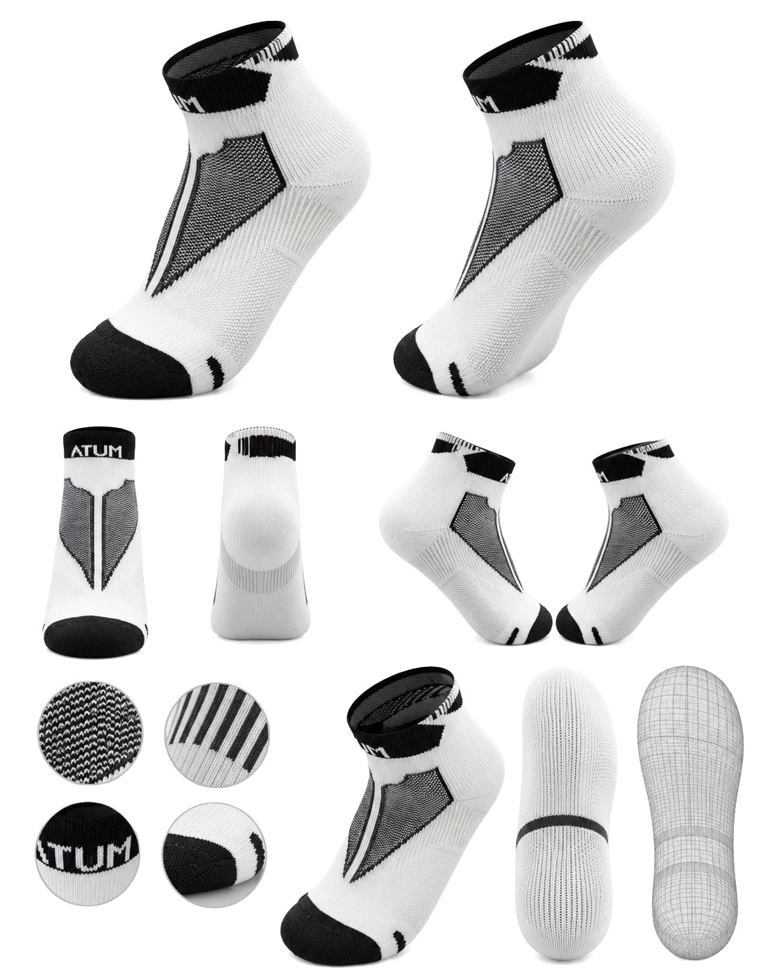 Adults Unisex Low-Cut White Training Socks-Atum -65145833