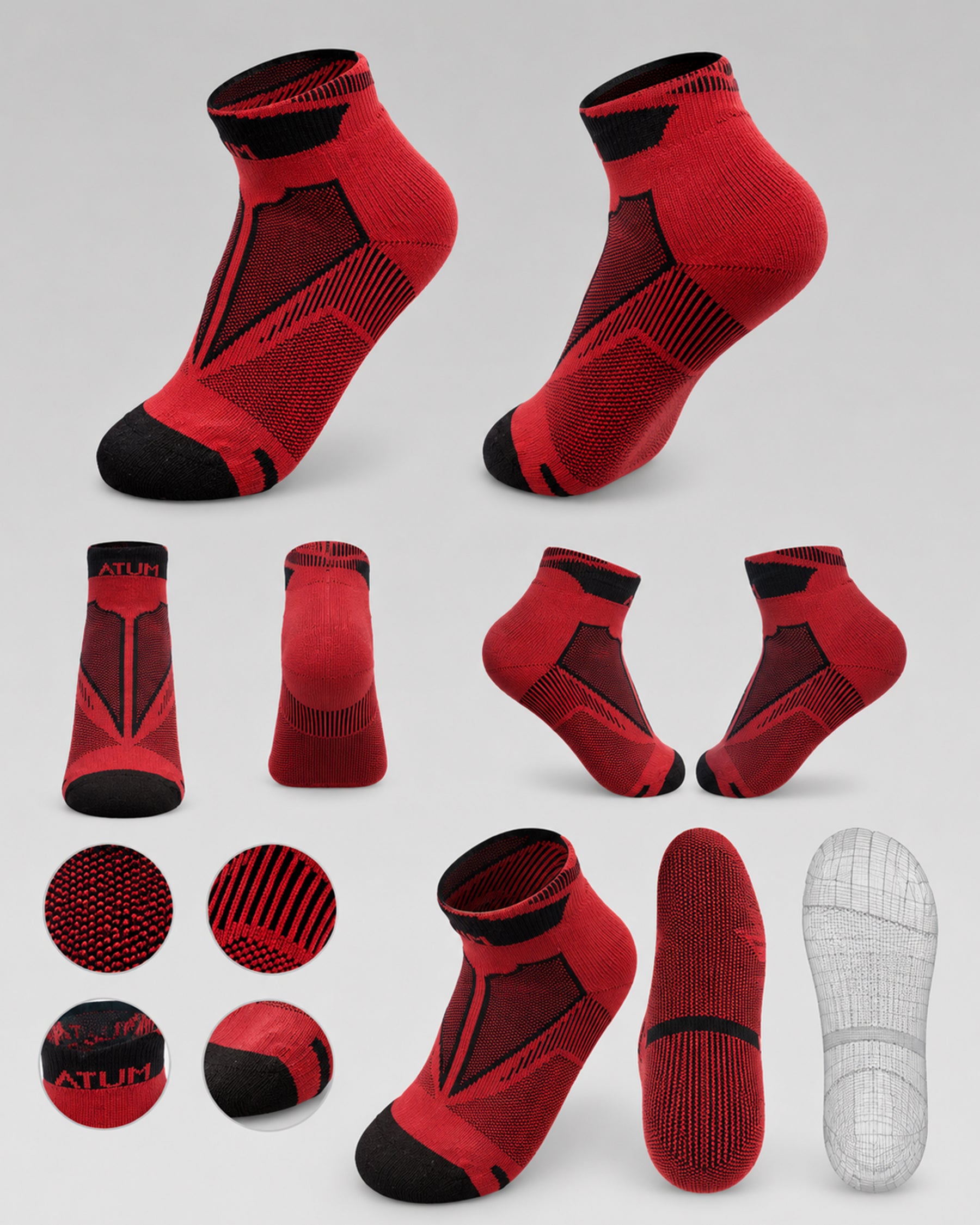 Adults Unisex Low-Cut Red Training Socks