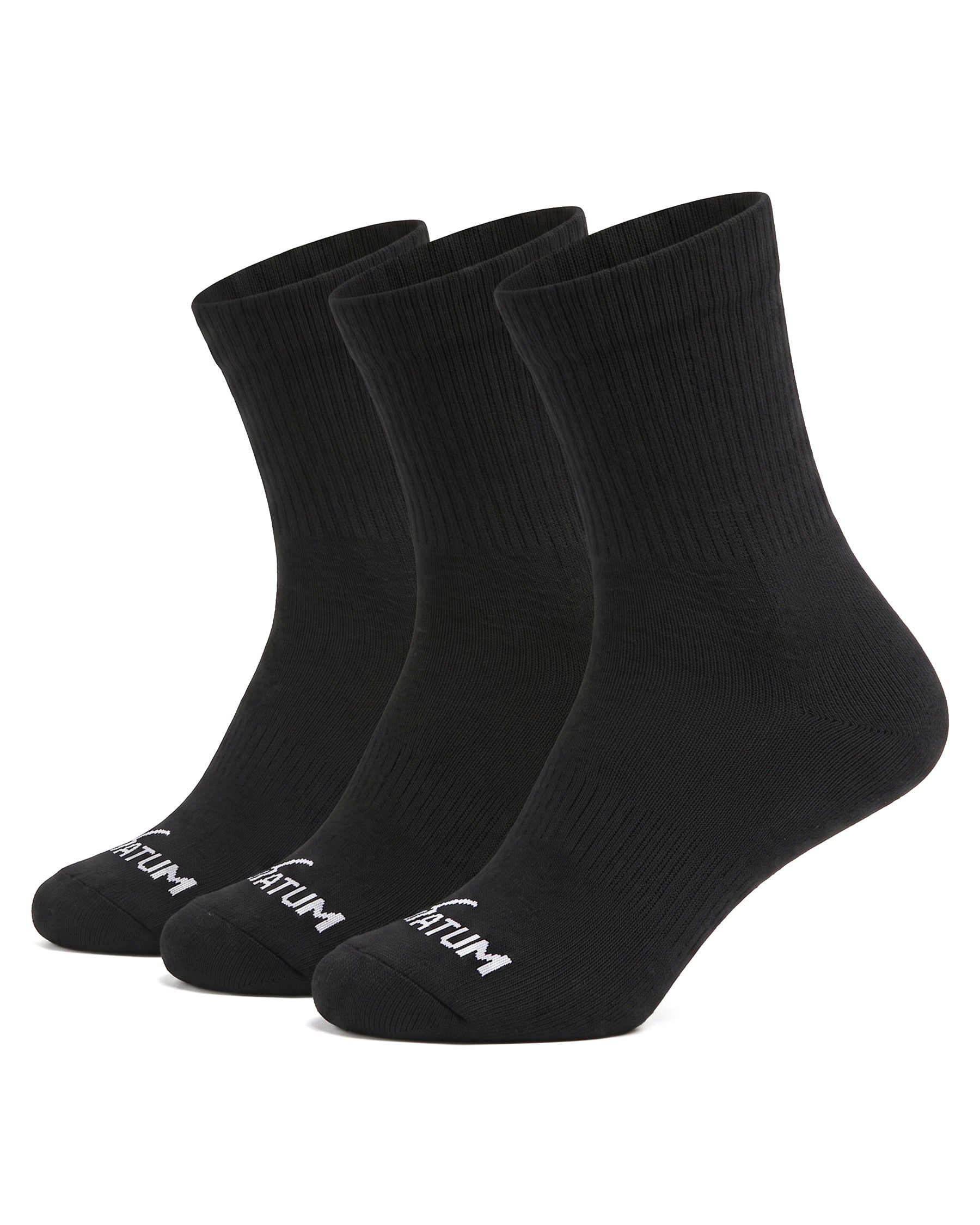 Kids Mid-Crew Black Socks-Pack of 3-Atum -95956459